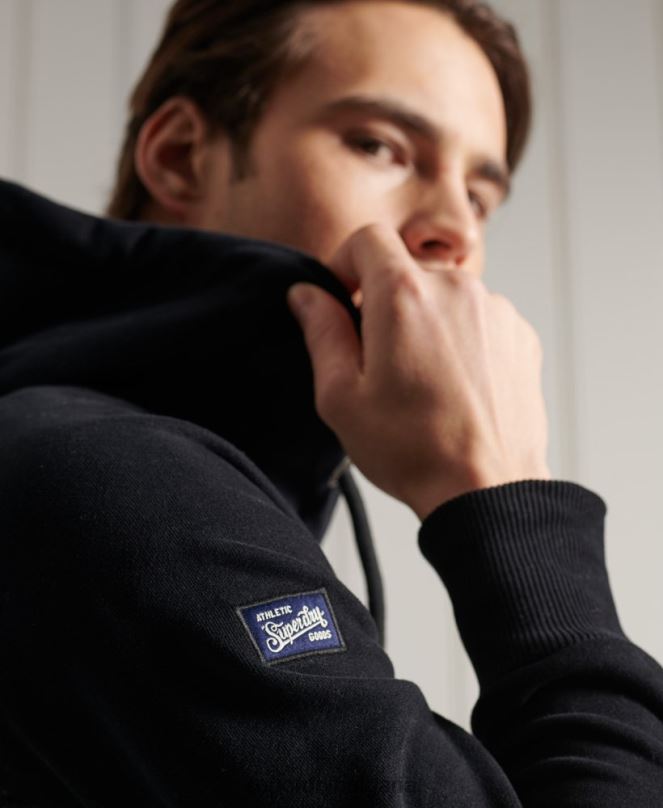 Superdry облекло N00H873 тъмно сив мъже ретро лого дуо реглан качулка с примка