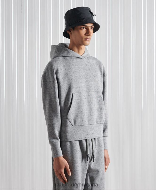 Superdry облекло N00H874 сиво мъже ограничено издание sdx кутия падаща качулка