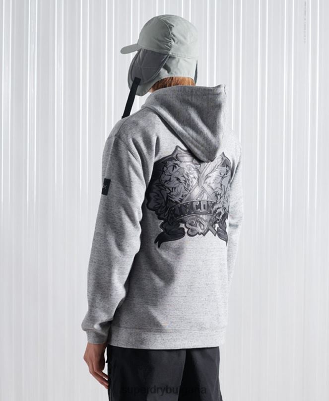 Superdry облекло N00H875 сиво мъже ограничено издание sdx nyc hoodie