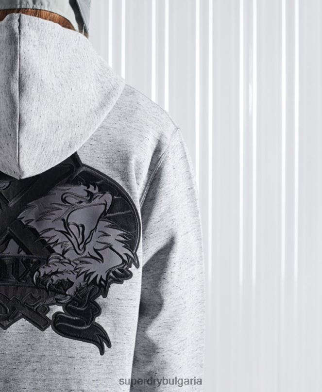 Superdry облекло N00H875 сиво мъже ограничено издание sdx nyc hoodie
