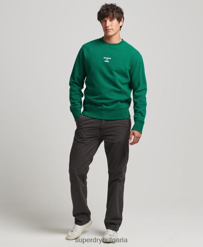 Superdry облекло N00H877 зелено мъже свободен суичър с бродирано лого