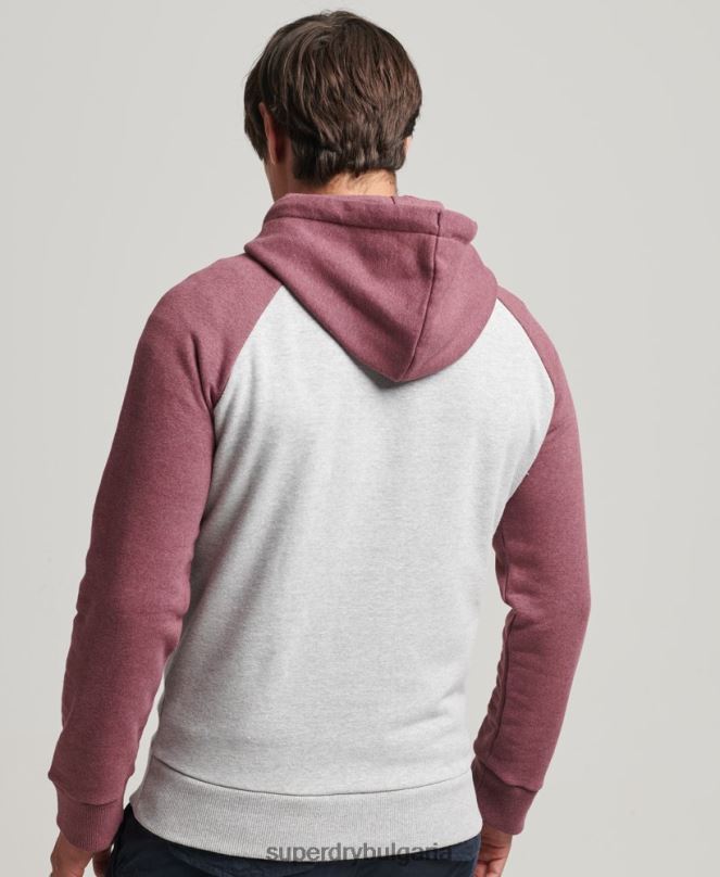 Superdry облекло N00H880 сиво мъже колеж по сценарий с качулка