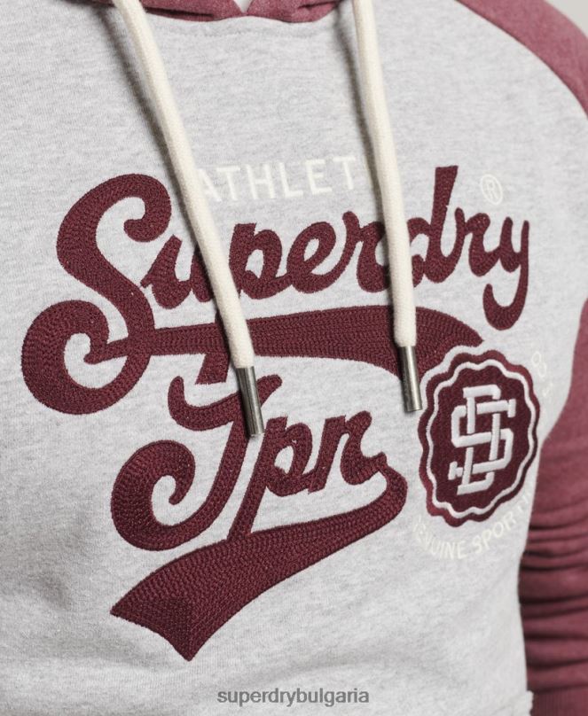 Superdry облекло N00H880 сиво мъже колеж по сценарий с качулка