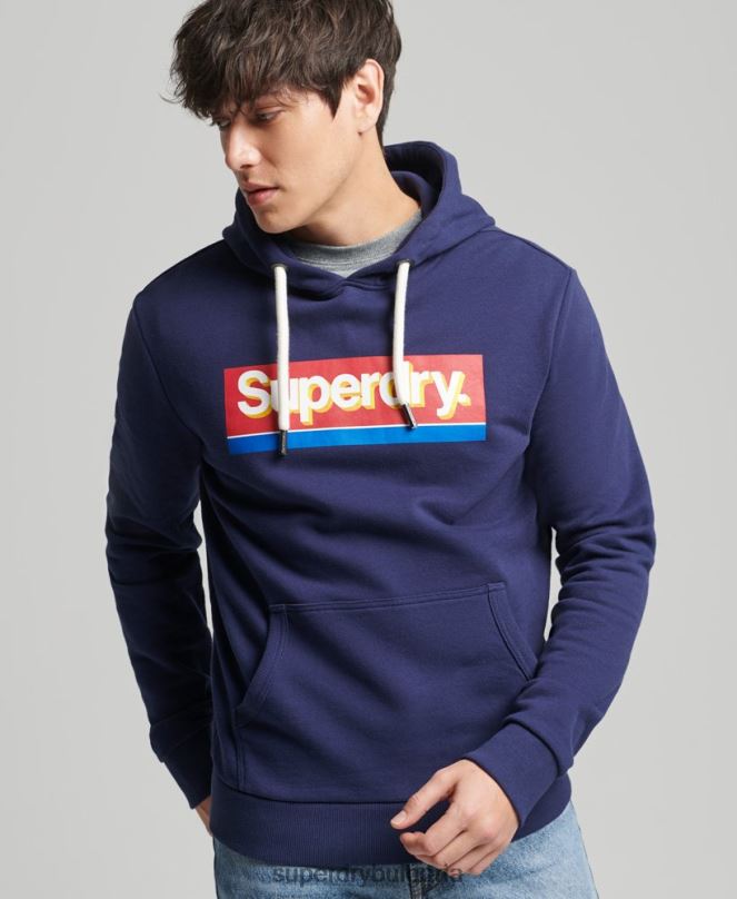 Superdry облекло N00H883 военноморски флот мъже сезонна качулка с винтидж основно лого