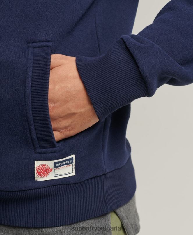 Superdry облекло N00H886 военноморски флот мъже винтидж атлетичен суичър с хенли
