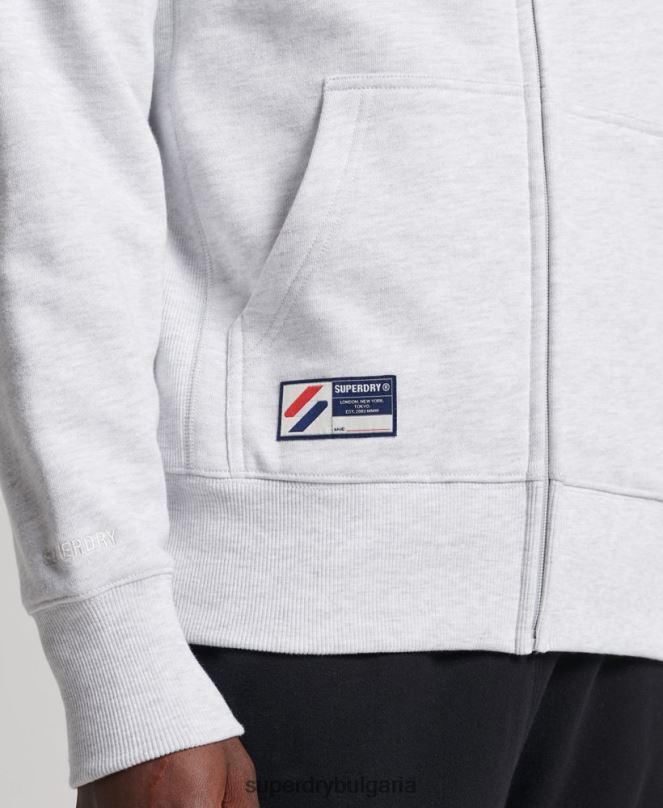 Superdry облекло N00H887 светло сив мъже суичър с цип с код