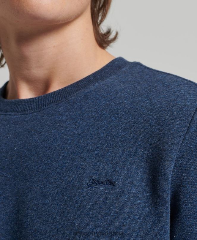 Superdry облекло N00H888 син мъже ретро суичър с лого от органичен памук