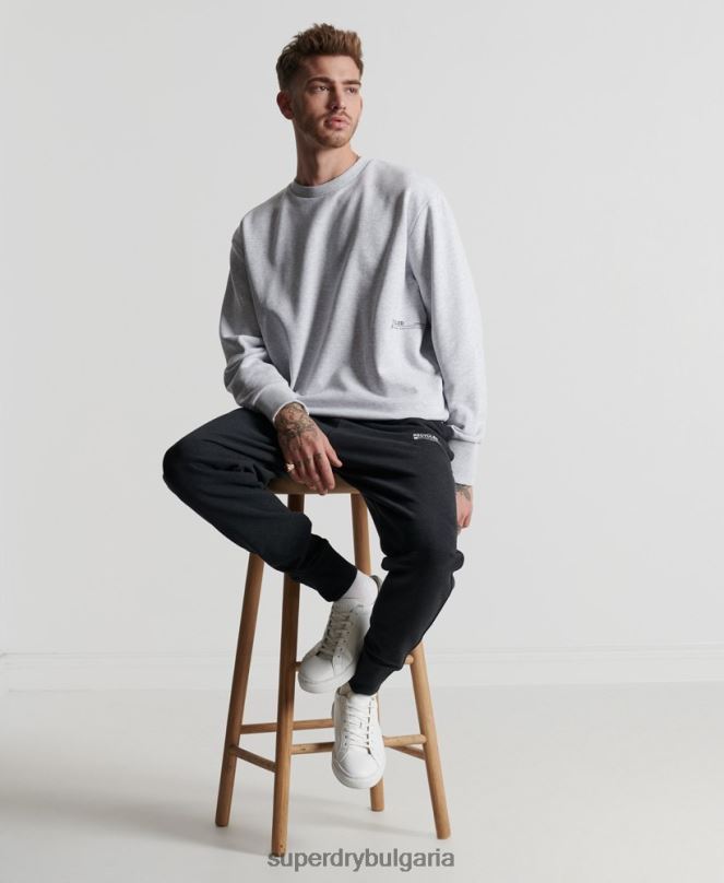 Superdry облекло N00H890 светло сив мъже рециклиран микро среден суитшърт