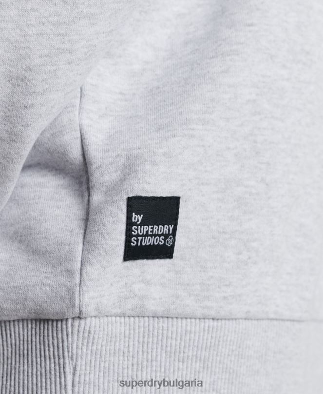Superdry облекло N00H890 светло сив мъже рециклиран микро среден суитшърт