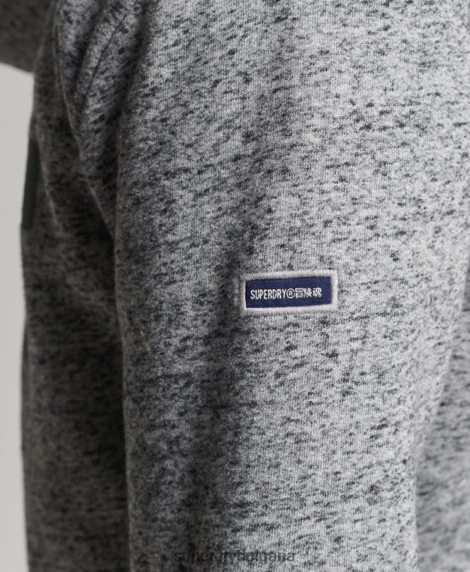 Superdry облекло N00H892 светло сив мъже колежанско суичър с цип в стил скрипт