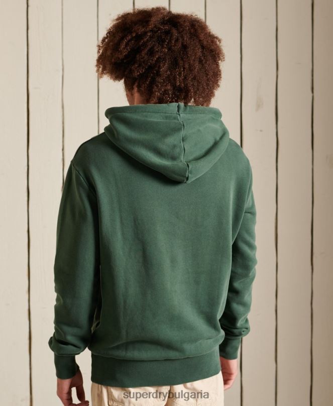 Superdry облекло N00H893 зелено мъже американска класическа нечеткана качулка с винтидж лого
