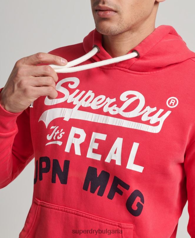 Superdry облекло N00H894 червен мъже американска класическа качулка с винтидж лого