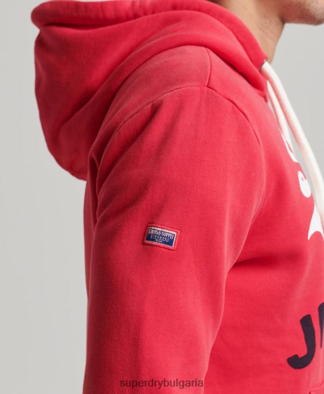 Superdry облекло N00H894 червен мъже американска класическа качулка с винтидж лого