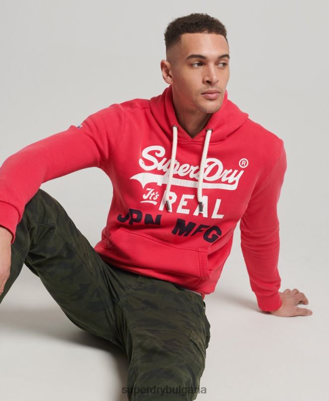 Superdry облекло N00H894 червен мъже американска класическа качулка с винтидж лого