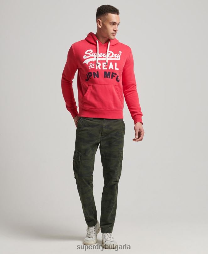 Superdry облекло N00H894 червен мъже американска класическа качулка с винтидж лого