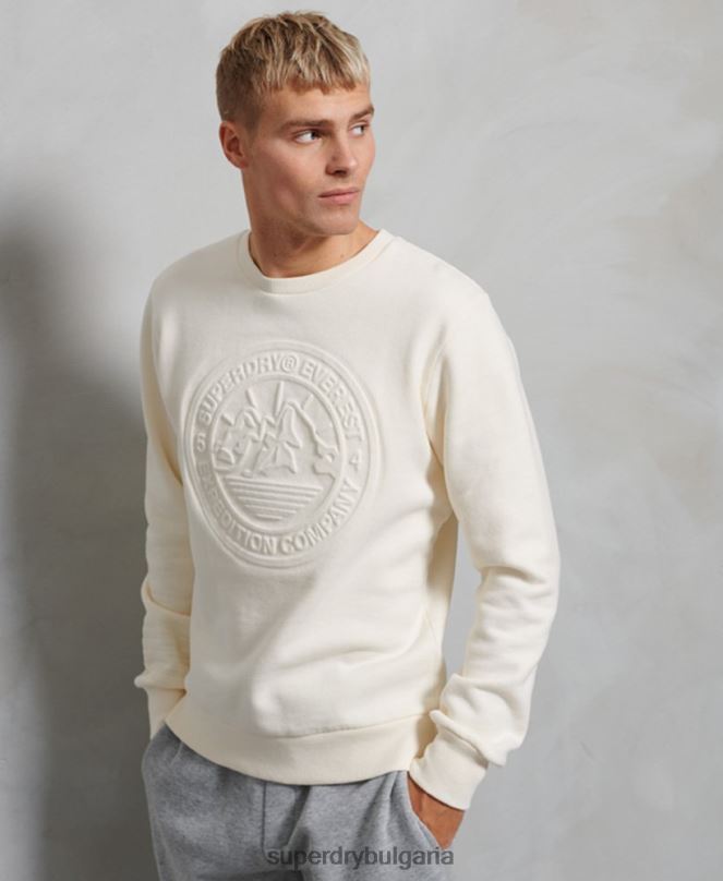 Superdry облекло N00H899 сметана мъже суичър everest crew