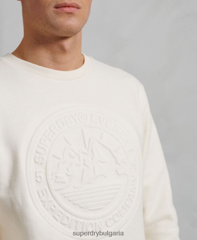Superdry облекло N00H899 сметана мъже суичър everest crew
