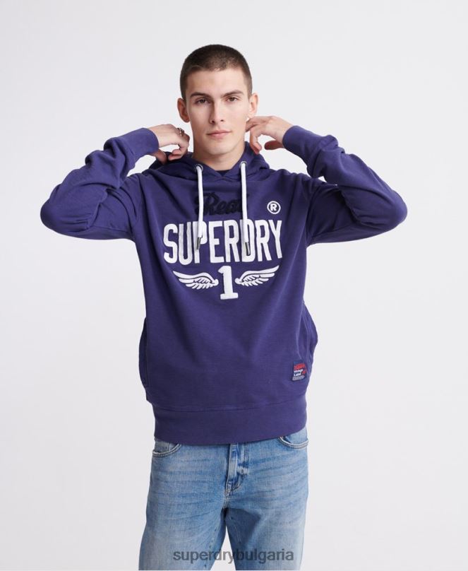 Superdry облекло N00H901 лилаво мъже супер 1 класическа неонова качулка