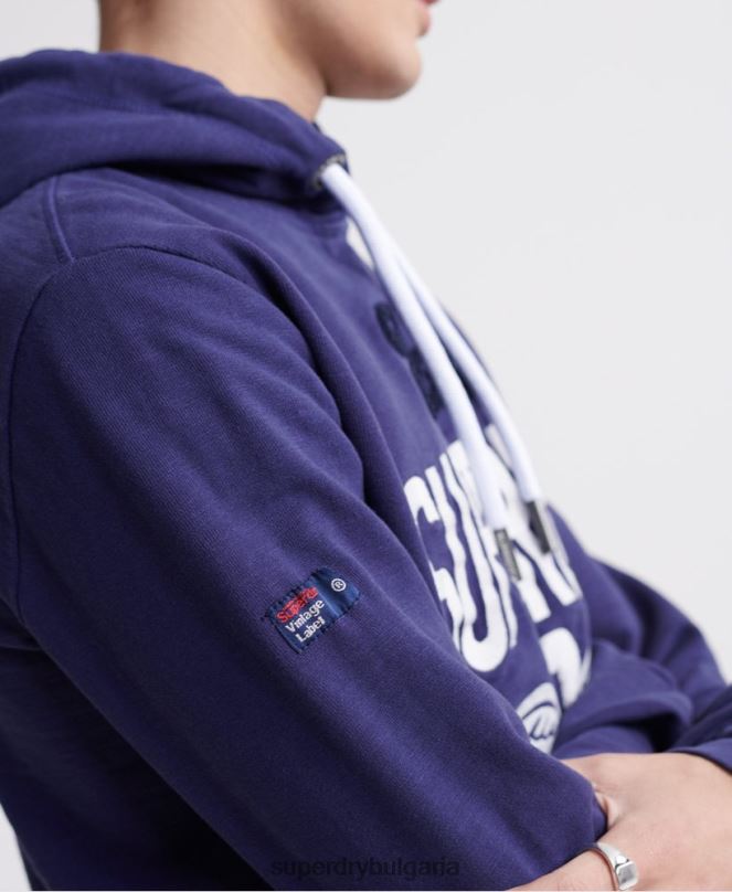Superdry облекло N00H901 лилаво мъже супер 1 класическа неонова качулка