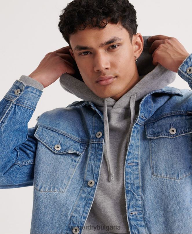 Superdry облекло N00H902 сиво мъже супердържавен качулка