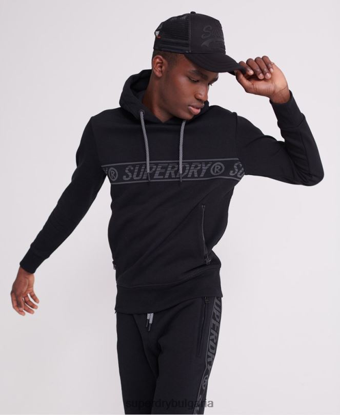 Superdry облекло N00H903 черен мъже универсална лента качулка