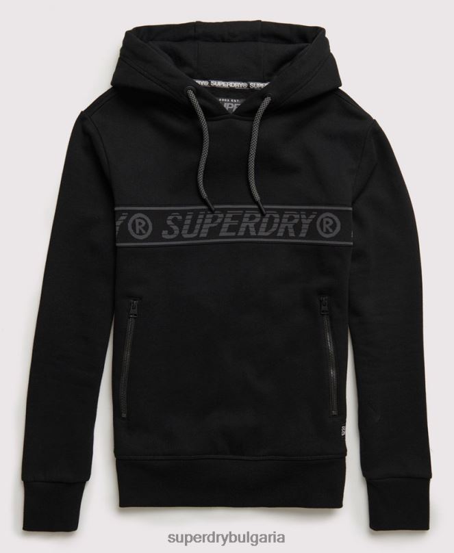 Superdry облекло N00H903 черен мъже универсална лента качулка