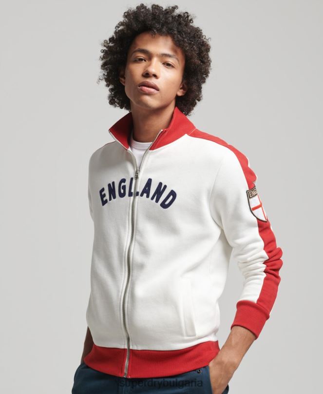 Superdry x Ringspun облекло N00H695 бяло мъже топ футболна английска писта