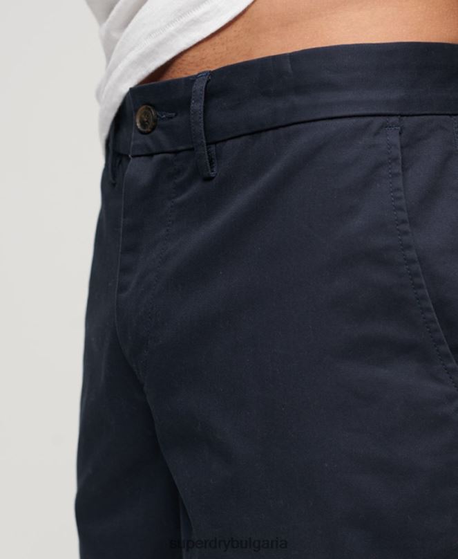 Superdry облекло N00H103 военноморски флот мъже тънки еластични шорти чино