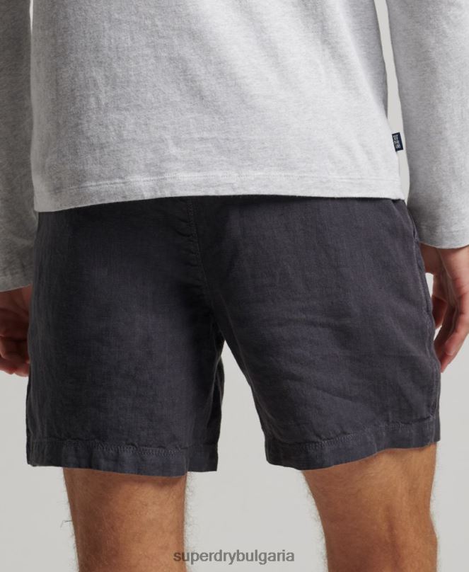 Superdry облекло N00H108 военноморски флот мъже пребоядисани ленени шорти
