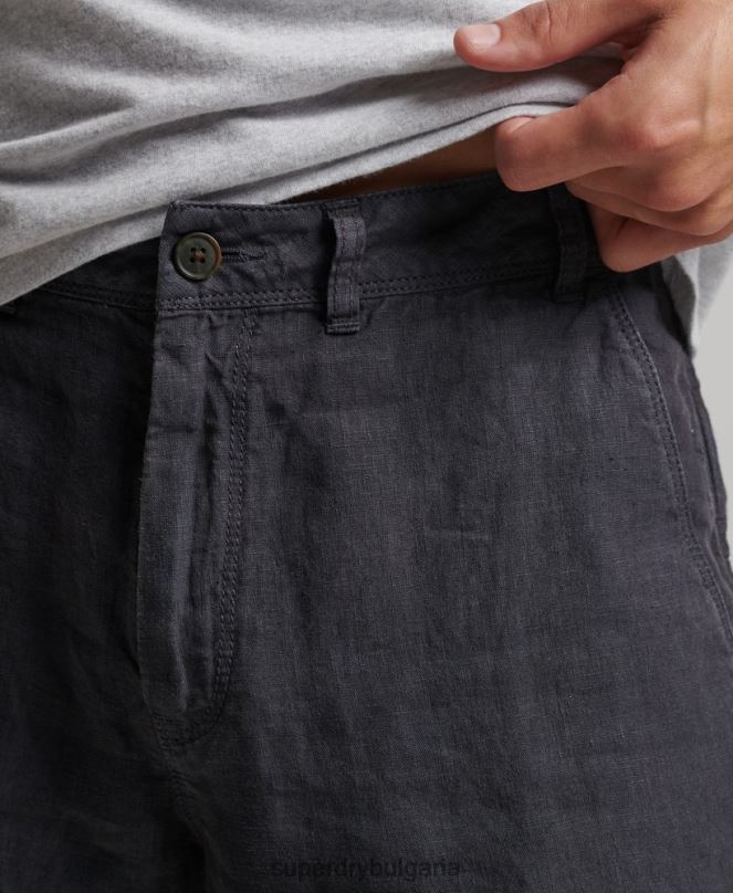 Superdry облекло N00H108 военноморски флот мъже пребоядисани ленени шорти