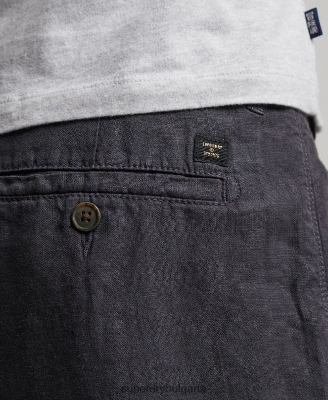 Superdry облекло N00H108 военноморски флот мъже пребоядисани ленени шорти
