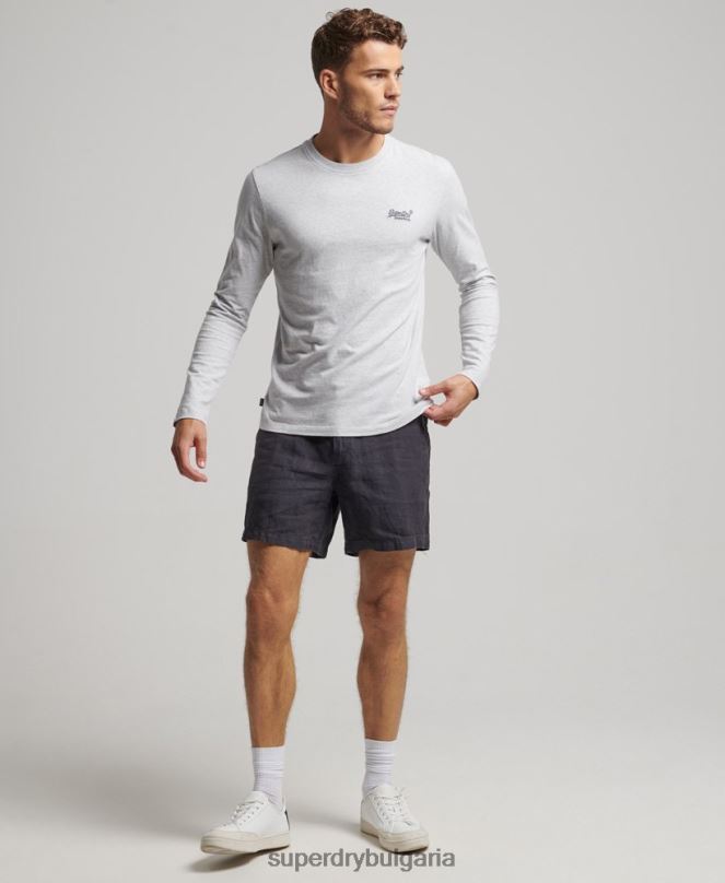 Superdry облекло N00H108 военноморски флот мъже пребоядисани ленени шорти