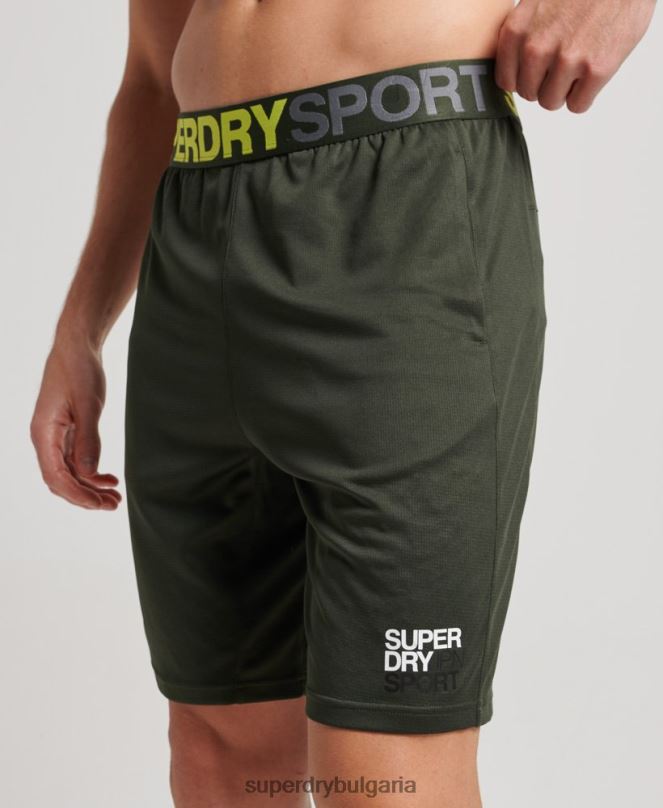 Superdry облекло N00H1404 зелено мъже основни спокойни шорти