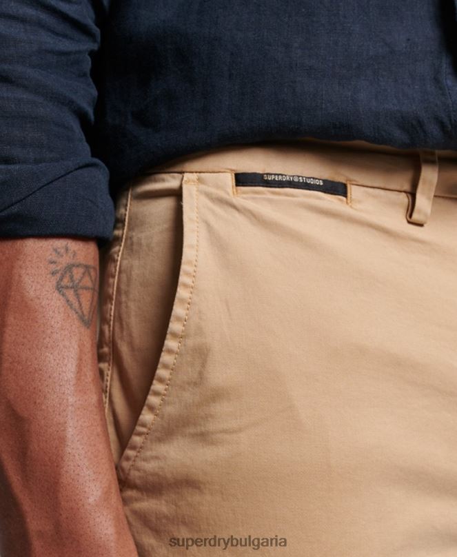 Superdry облекло N00H245 бежово мъже основни чино шорти