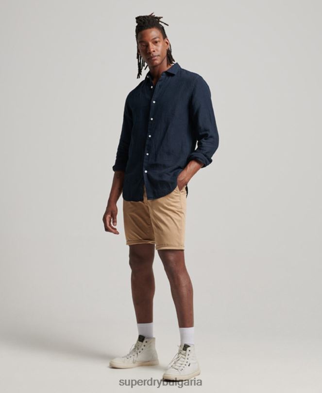 Superdry облекло N00H245 бежово мъже основни чино шорти