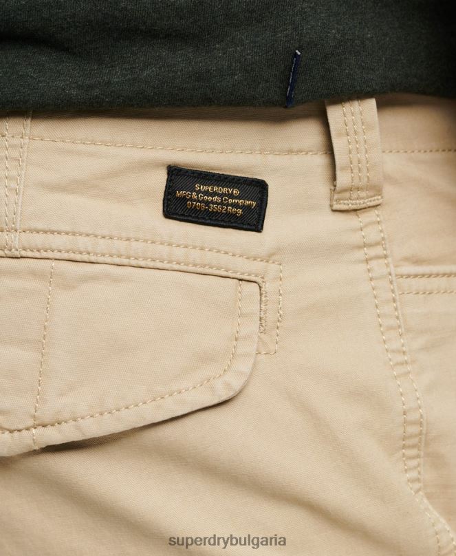 Superdry облекло N00H248 сметана мъже карго панталони от органичен памук