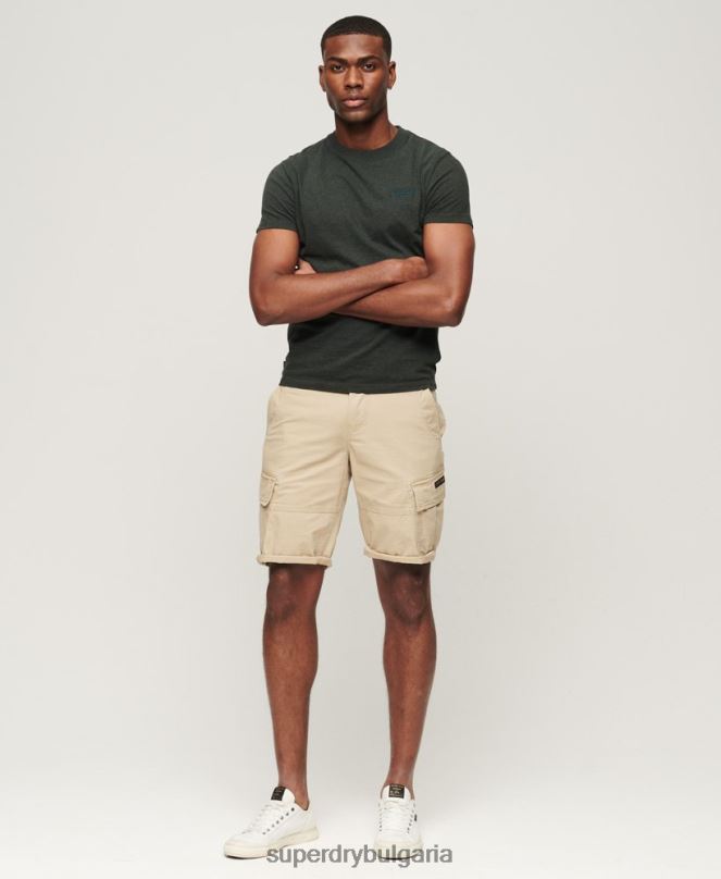 Superdry облекло N00H248 сметана мъже карго панталони от органичен памук