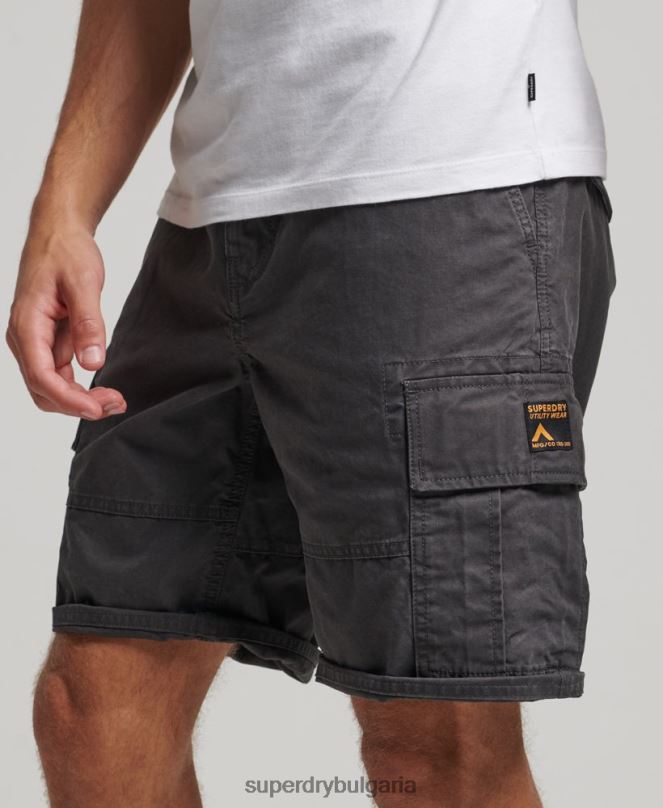 Superdry облекло N00H250 тъмно сив мъже тежки карго панталони от органичен памук