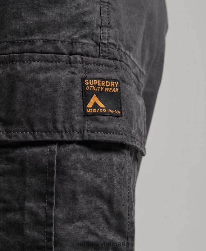 Superdry облекло N00H250 тъмно сив мъже тежки карго панталони от органичен памук