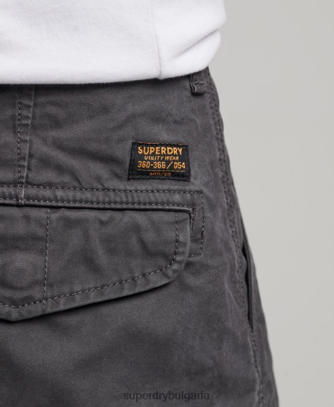 Superdry облекло N00H250 тъмно сив мъже тежки карго панталони от органичен памук