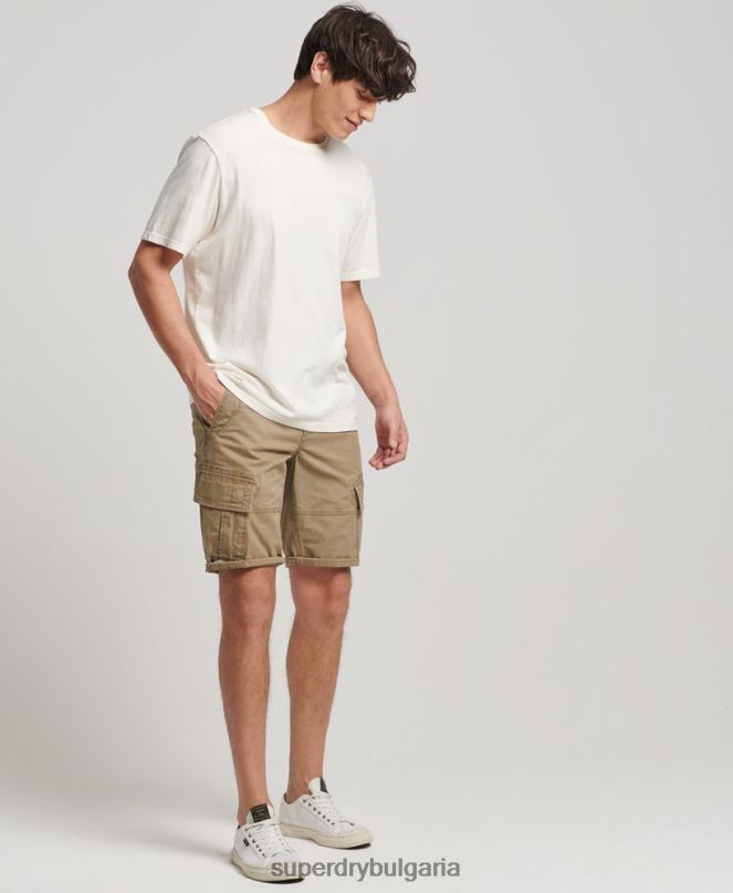 Superdry облекло N00H252 бежово мъже карго панталони от органичен памук