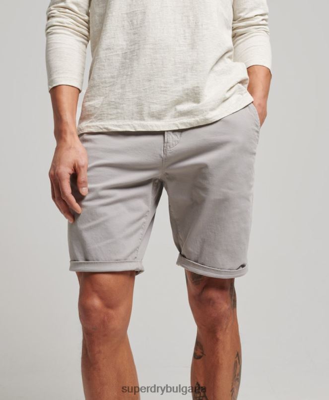 Superdry облекло N00H253 светло сив мъже основни чино шорти