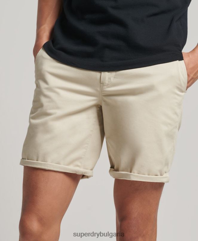 Superdry облекло N00H254 бежово мъже тънки еластични шорти чино