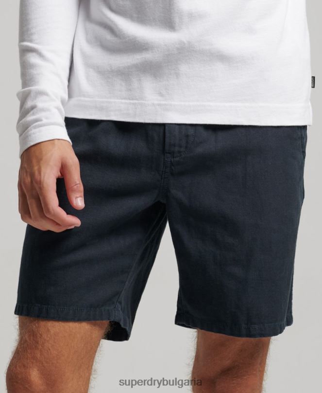 Superdry облекло N00H257 военноморски флот мъже винтидж пребоядисани шорти