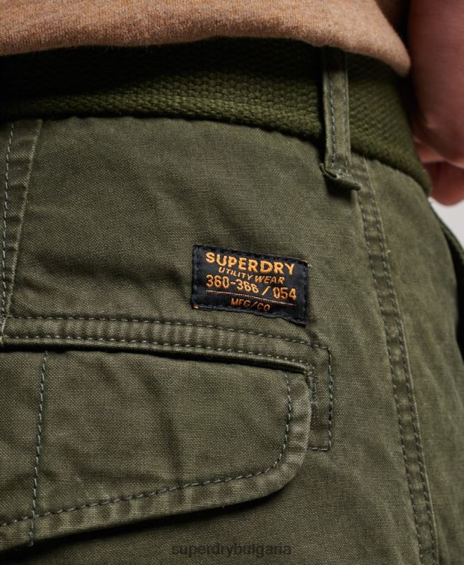 Superdry облекло N00H258 зелено мъже тежки карго панталони от органичен памук