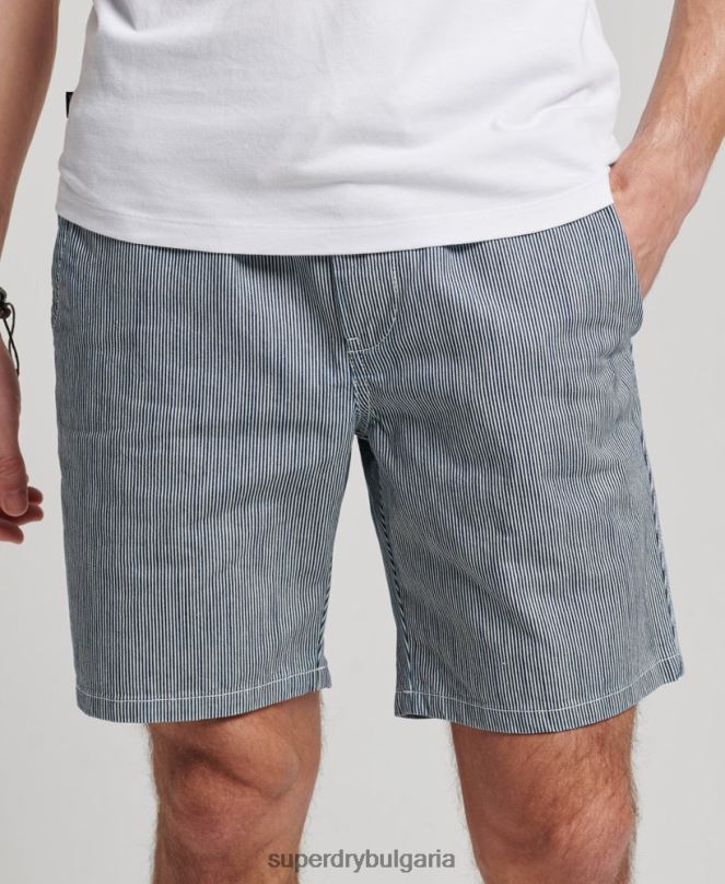 Superdry облекло N00H259 светло синьо мъже пребоядисани шорти