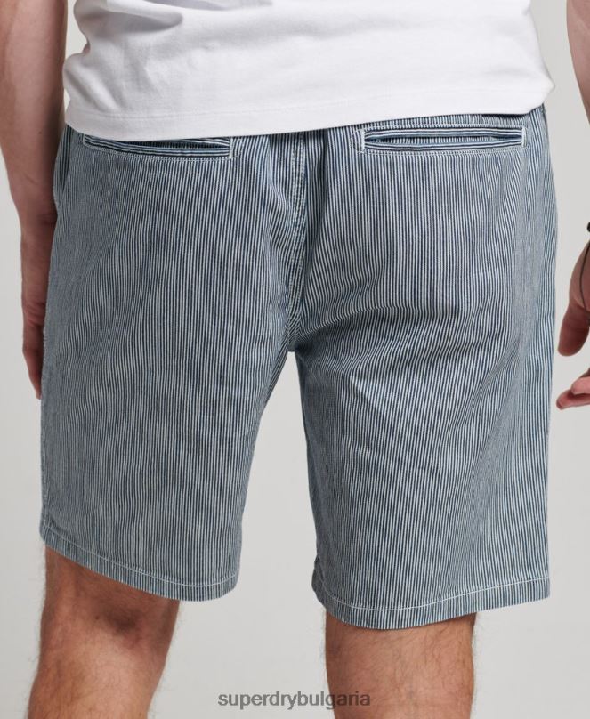 Superdry облекло N00H259 светло синьо мъже пребоядисани шорти