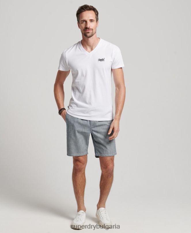 Superdry облекло N00H259 светло синьо мъже пребоядисани шорти