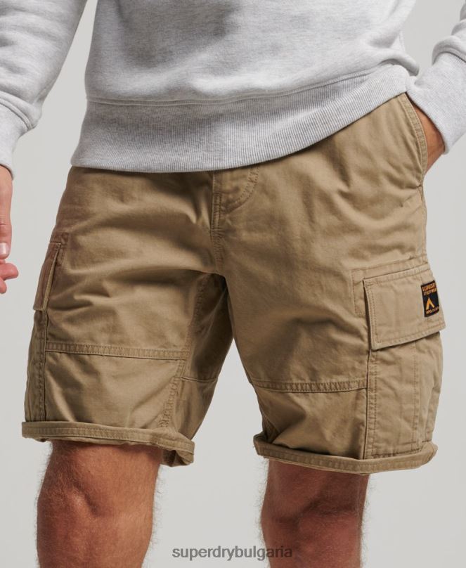 Superdry облекло N00H260 бежово мъже тежки карго панталони от органичен памук