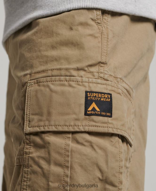 Superdry облекло N00H260 бежово мъже тежки карго панталони от органичен памук
